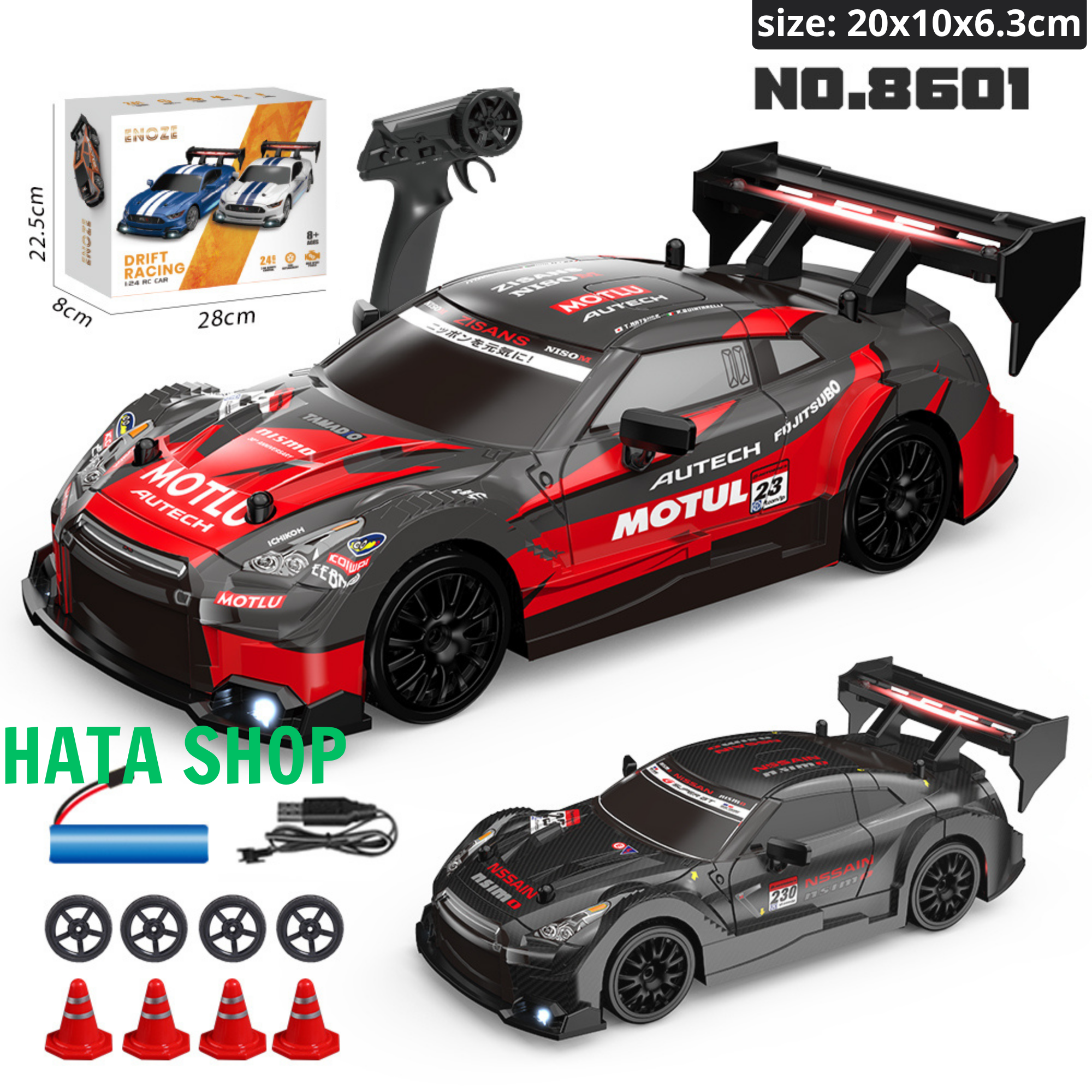 Xe Đua Drift Racing GTR MOTUL AUTECH Tốc Độ Cao 20+km/h Tỉ Lệ 1/24 Điều Khiển Từ Xa Có Đèn LED