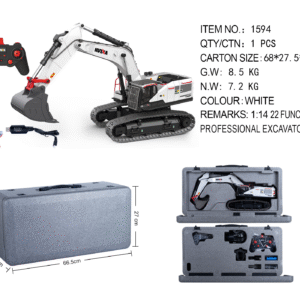 HUINA Xe Xúc 1594 Điều Khiển Từ Xa Phiên Bản Kim Loại 22 Kênh Tỉ Lệ Lớn 1/14 Bánh Xích Kim Loại Xe Công Trình