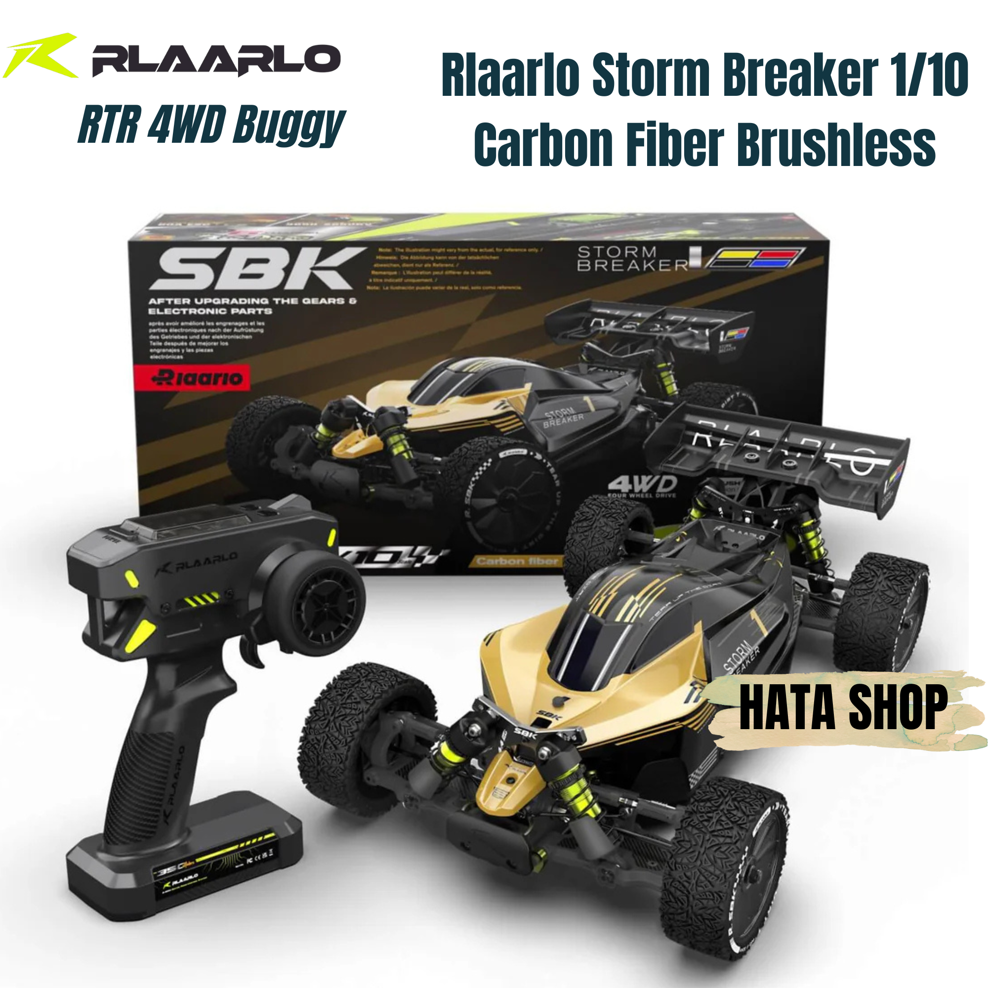Rlaarlo SBK10 Xe Đua Điều Khiển Từ Xa Phiên Bản Carbon Fiber Tỉ Lệ 1/10 Không Chổi Than Brushless Storm Breaker RTR 4WD Buggy - Hata Shop Đồ Chơi